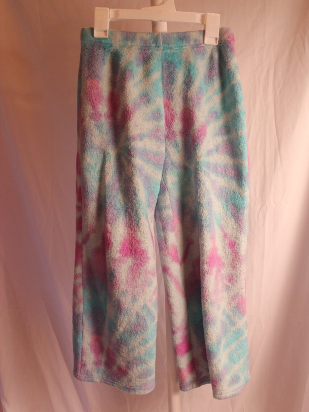Justice Girls Tie-Dye Fleece Pajama Pants - Pink, Blue & White